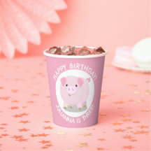 Cute potbelly pig cartoon personalized birthday