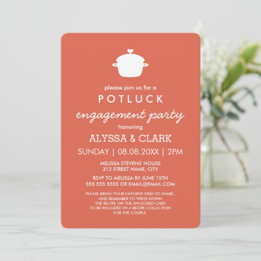 Cute Potluck Engagement Party Invitation | Zazzle