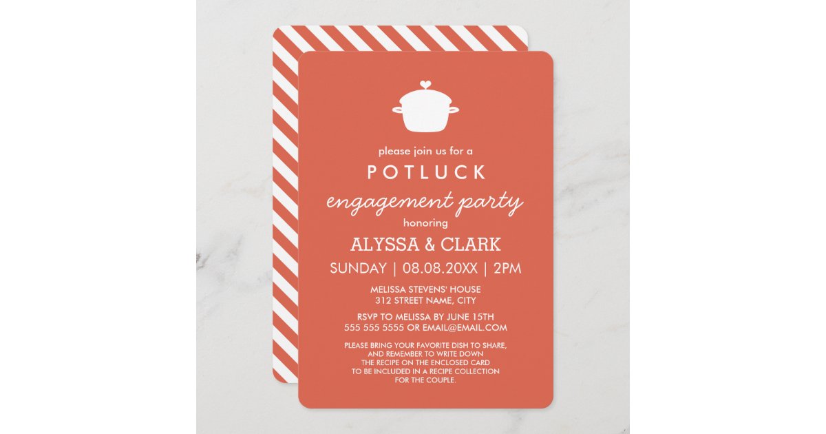 Cute Potluck Engagement Party Invitation | Zazzle