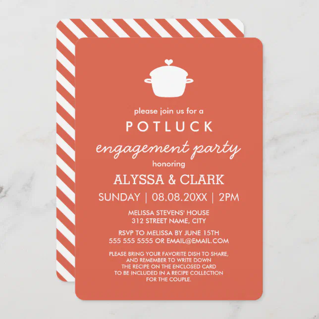 Cute Potluck Engagement Party Invitation | Zazzle