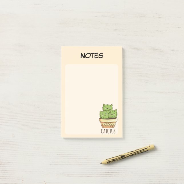 Cute Potted Cactus Botanical Lined Notes Notepad (On Desk)