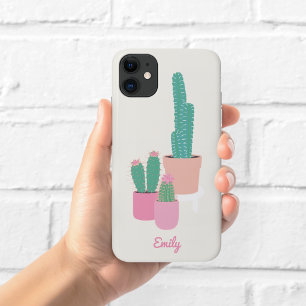 Cute Potted Cactus Phone Case   Cream