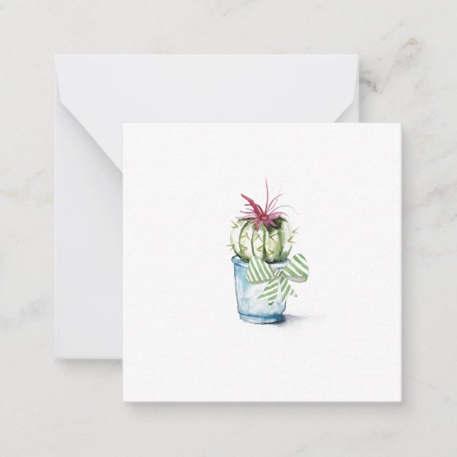 Cute Potted Cactus Plant Note Card (Front)