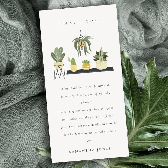 Cute Potted Leafy Succulent Plants Baby Shower Thank You Card (Creator Uploaded)
