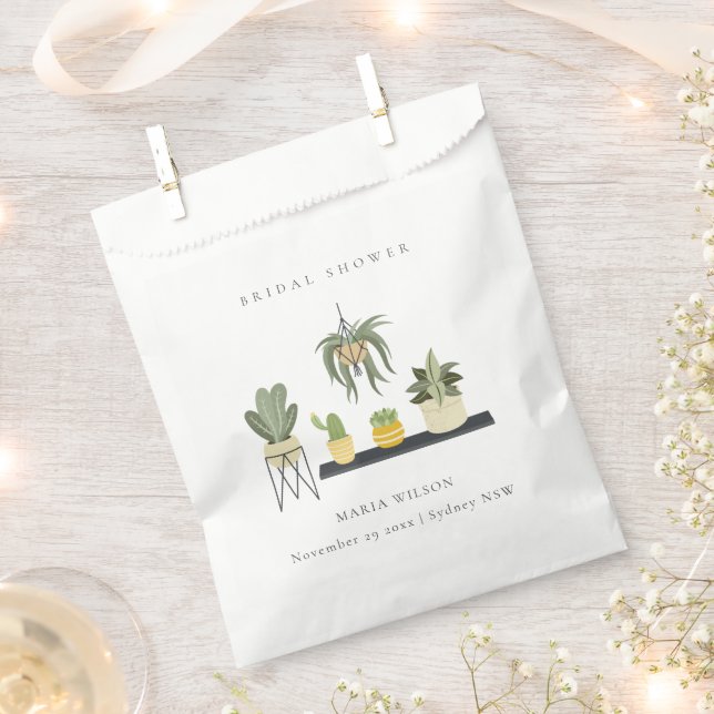 Cute Potted Leafy Succulent Plants Bridal Shower Favor Bag (Clipped)