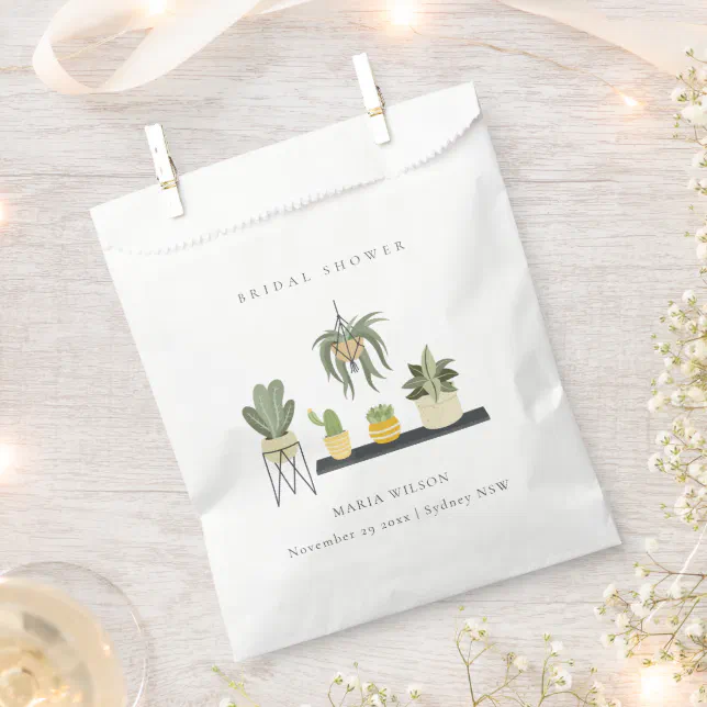 Cute Potted Leafy Succulent Plants Bridal Shower Favor Bag Zazzle