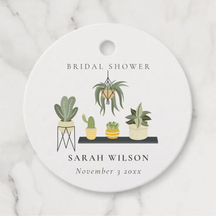 Cute Potted Leafy Succulent Plants Bridal Shower Favor Tags Zazzle