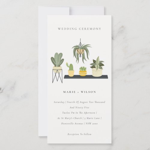 Cute Potted Leafy Succulent Plants Wedding Invite