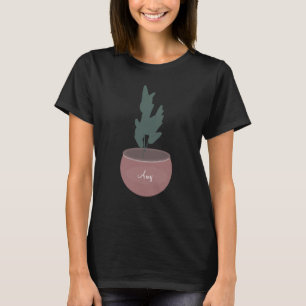 Cute Potted Plant Personalized Name T-Shirt