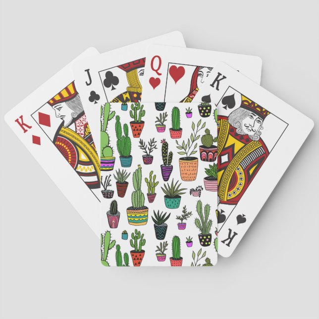 Cute Potted PLants Cacti Succulents Colorful  Poker Cards (Back)