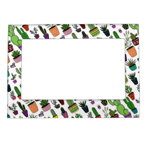 Cute Potted Plants Cactus Succulents Bright Fun Magnetic Frame