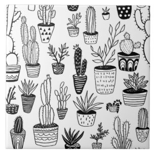 Cute Potted Plants Handmade Pattern Plant Lovers Ceramic Tile