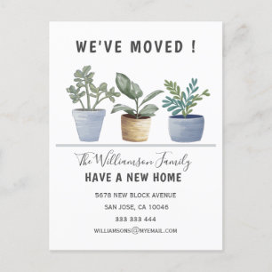 Cute Potted Plants We've Moved Announcement Postcard