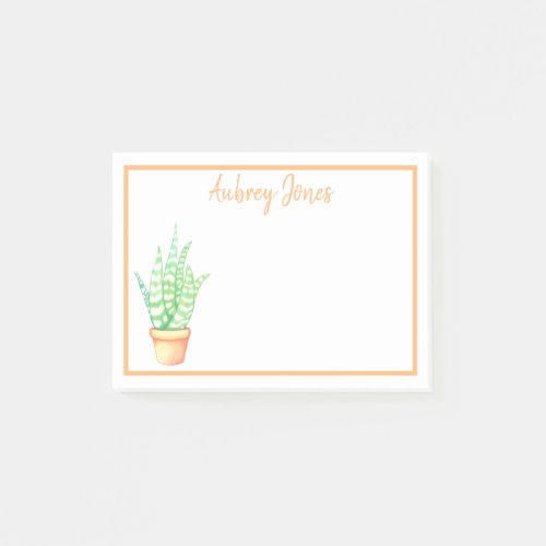 Cute Potted Succulent  Personalized Post_it Notes