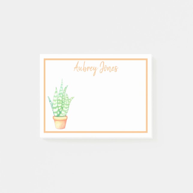Cute Potted Succulent | Personalized Post-it Notes (Front)