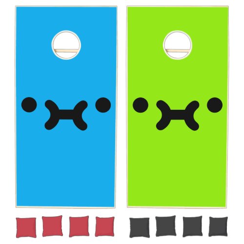 Cute Pouty Face Blue & Green Cornhole Set