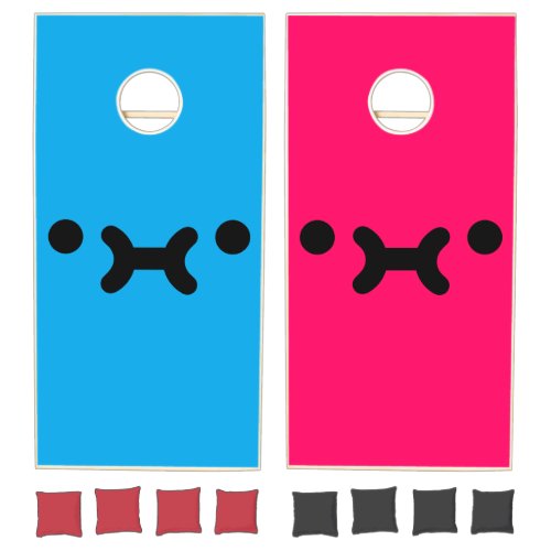 Cute Pouty Face Blue & Pink Cornhole Set