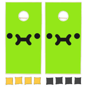 Cute Pouty Face Green Cornhole Set