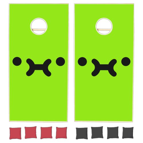 Cute Pouty Face Green Cornhole Set