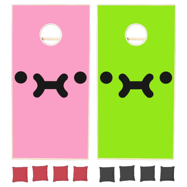 Cute Pouty Face Light Pink & Green Cornhole Set (Set)