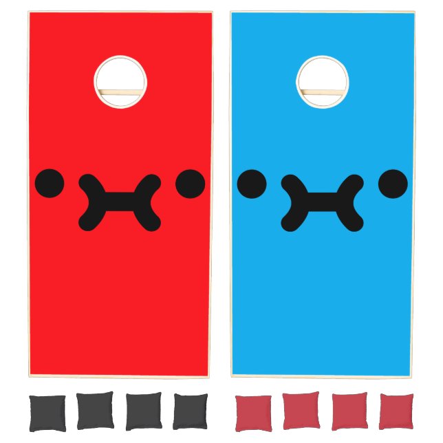 Cute Pouty Face Red & Blue Cornhole Set (Set)