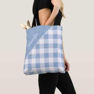 Cute Powder Blue Buffalo Plaid Checked Pattern 