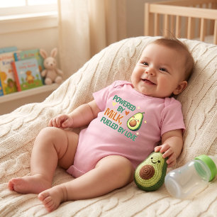 Cute Powered by Milk Fueled by Love Avocado Pink Baby Bodysuit