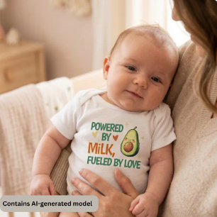 Cute Powered by Milk Fueled by Love Avocado White Baby Bodysuit