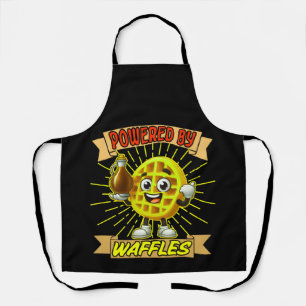 cute powered by waffles art design  apron