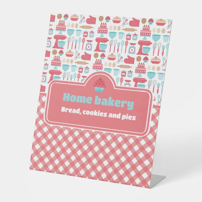 Cute & Practical Custom Home Bakery Baking Design Pedestal Sign (Front)