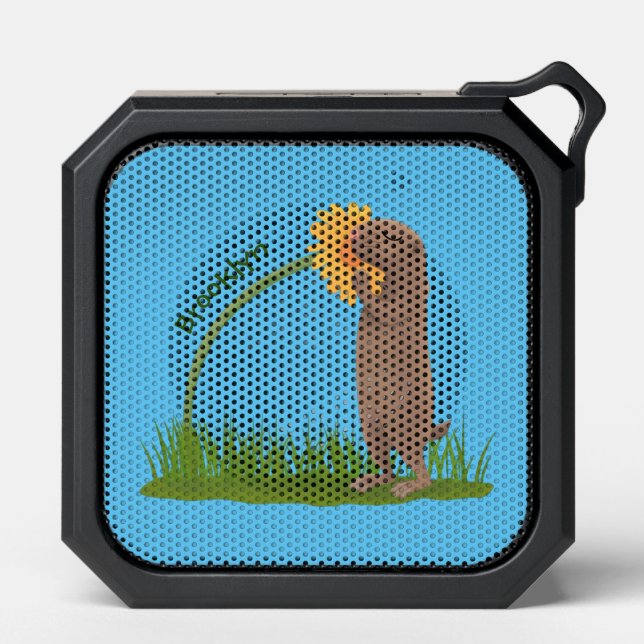 Cute prairie dog sniffing flower cartoon bluetooth speaker (Front)