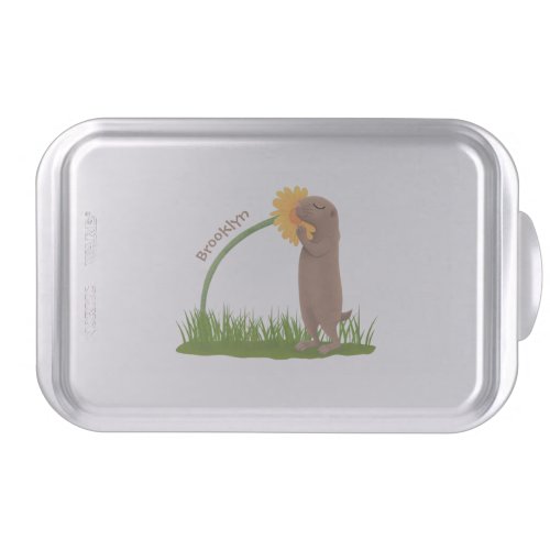 Cute prairie dog sniffing flower cartoon cake pan