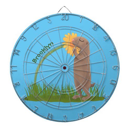 Cute prairie dog sniffing flower cartoon dart board