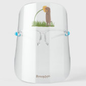 Cute prairie dog sniffing flower cartoon face shield (Front)
