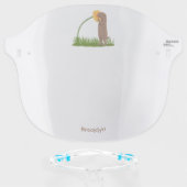 Cute prairie dog sniffing flower cartoon face shield (Front w/Glasses)
