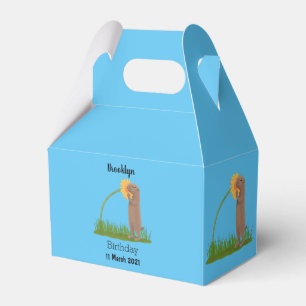 Cute prairie dog sniffing flower cartoon favor boxes