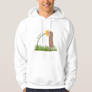 Cute prairie dog sniffing flower cartoon hoodie