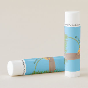 Cute prairie dog sniffing flower cartoon lip balm