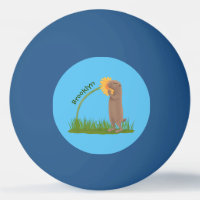 Cute prairie dog sniffing flower cartoon