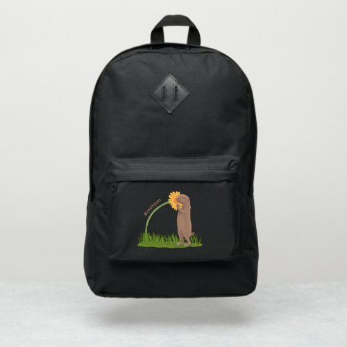 Cute prairie dog sniffing flower cartoon port authority backpack