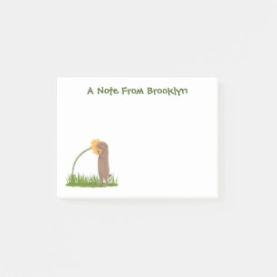 Cute prairie dog sniffing flower cartoon post-it notes