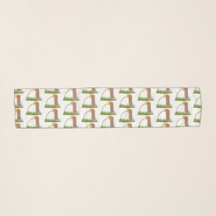 Cute prairie dog sniffing flower cartoon scarf