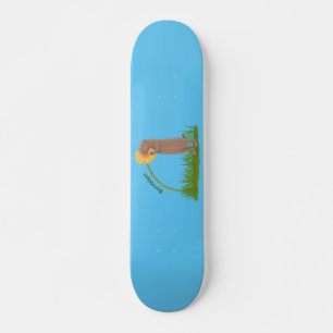 Cute prairie dog sniffing flower cartoon skateboard