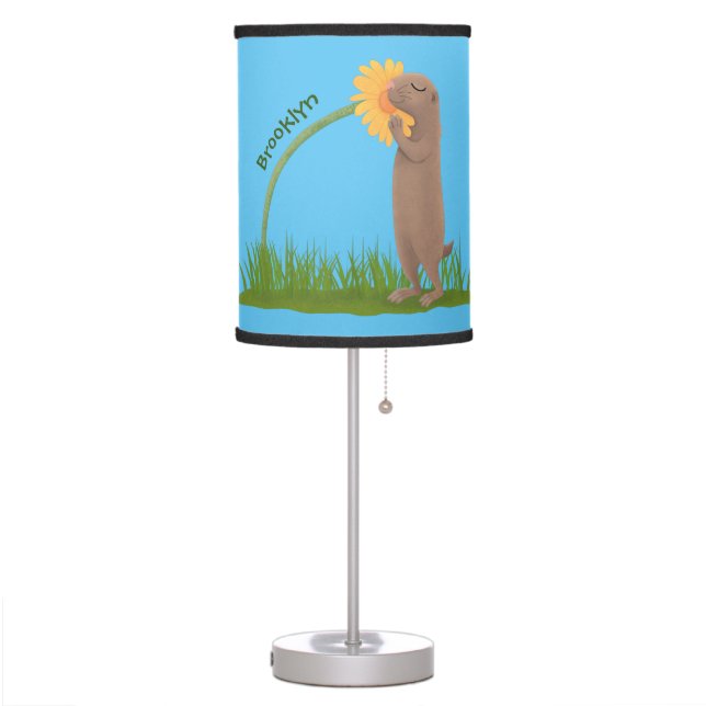 Cute prairie dog sniffing flower cartoon table lamp (Left)