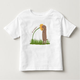 Cute prairie dog sniffing flower cartoon toddler t-shirt