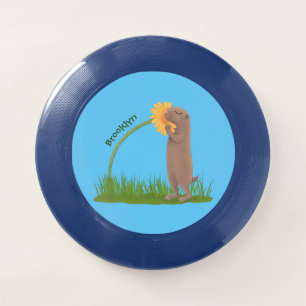 Cute prairie dog sniffing flower cartoon Wham-O frisbee