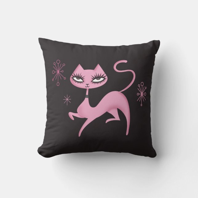 Cute Prancing Cat Pillow by Fluff (Front)