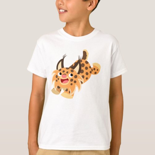 Cute Prankish Cartoon Bobcat Children T_Shirt