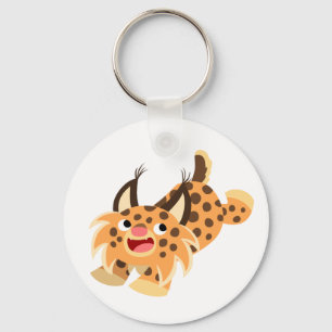 Cute Prankish Cartoon Bobcat Keychain