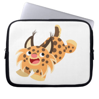Cute Prankish Cartoon Bobcat Laptop Sleeve